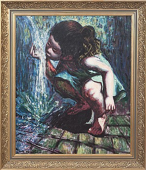 Drickande Flickbarn by Jaime De JARAIZ - auction artwork with signature