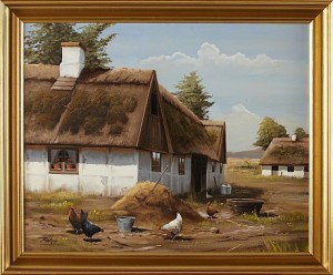 Gårdsmotiv Med Höns by Roald HANSEN