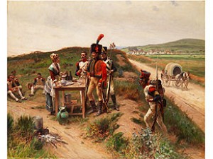 Soldaten Bei Einer Jungen Markthändlerin Auf Der Rast by Adrien MOREAU
