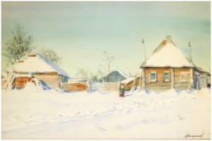 Winter In The Village by Mikhail Abramovich BALUNIN