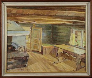 Stuginteriör by Osmo LAINE - auction artwork with signature