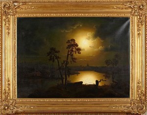 Månskenslandskap Med Sjö by Sven HERLIN - auction artwork with signature