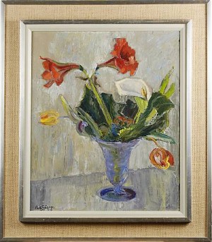 Stilleben Med Liljor Och Tulpaner by Ruth SJÖGREN - auction artwork with signature