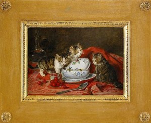 Lekande Kattungar by Louis Eugène LAMBERT - auction artwork with signature