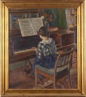 Pianospelerska by Ludvig FIND - auction artwork with signature