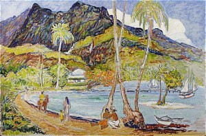 Strandbild Med Figurer, Motiv Från Tahiti by Paul ENGDAHL - auction artwork with signature
