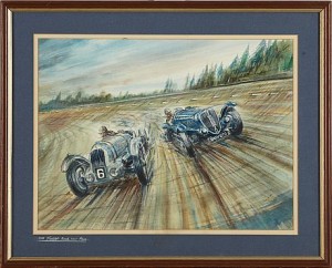 1939 Fastest Car Road Race by Phil MAY - auction artwork with signature