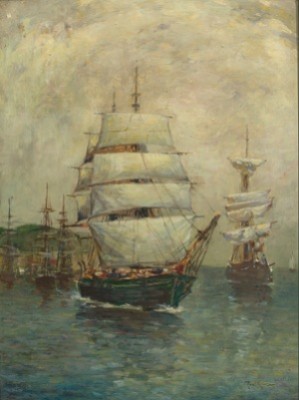 Ships In A Harbor by Paul Bernard KING