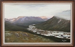 Fjällandskap Med Renar by Roland PANTZE - auction artwork with signature