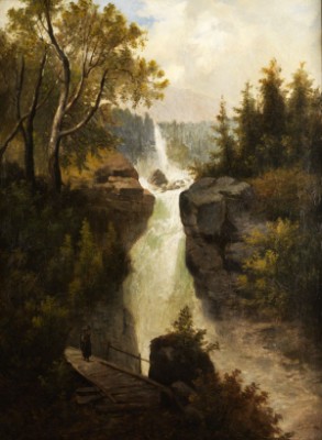 Rauschender Wasserfall Im Hochgebirge Mit Figurenstaffage by Johann Jakob The Younger DORNER