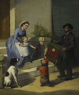 Positivspelande Herre Med Hund by James COLLINSON - auction artwork with signature