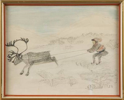 Fjällandskap Med Tolkande Same by Nils Nilsson (Sami Artist) SKUM