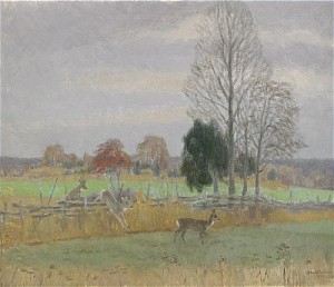 Rådjur I Höstlandskap by Harald WIBERG