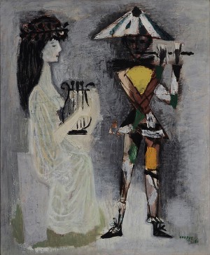 Muse Et Flautiste by Roger CHAPUT - auction artwork with signature