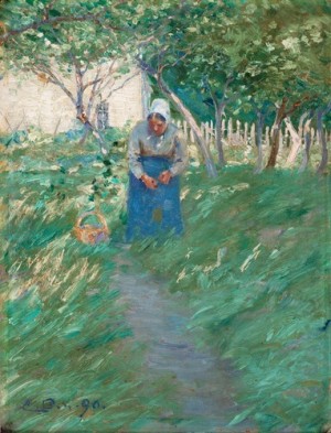 Kvinna På Trädgårdsgång, Motiv Från Frankrike by Carl Waldemar OLSON