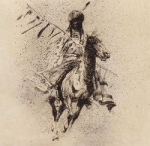 Crow Indian Rider With Lance And Blanket by John Edward BOREIN