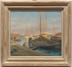 Harbor Scene by Alphaeus Philemon COLE - auction artwork with signature