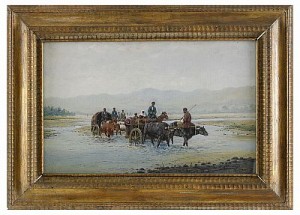 Caravan Crossing A River In Central Asia by Richard Karlovich ZOMMER