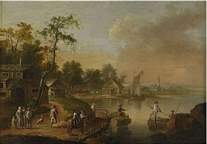 Pastoralt Kustlandskap Med Figurstaffage by Johan Philip KORN