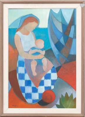 Mor Med Barn by Leonard DIGRIS - auction artwork with signature