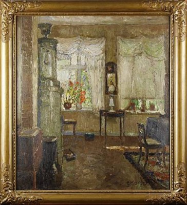 Interiör Med Kakelugn by Ernst KOLBE - auction artwork with signature