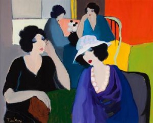 Women At A Café by Itzchak TARKAY