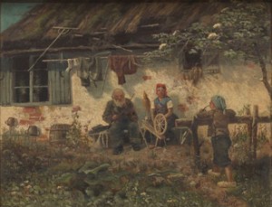 Village Family Scene by William BURRIS