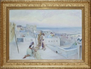 Kvinnor Hängandes Tvätt Med Vy över Algers Hamn, Algeriet by Knut Gustaf Waldemar TODE