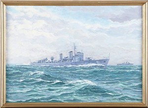 Jagaren Stockholm Och Kryssaren Gotland by Gösta KAUDERN - auction artwork with signature