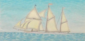 Broadside Portrait Of The Great Lakes Schooner Zack Chandler by E. F. LAFER - auction artwork with signature