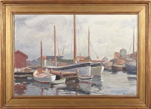 Fiskebåtar, Motiv Från Gullholmen by Ellis WALLIN