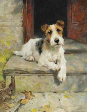 Waiting For Master, A Wire Coated Fox Terrier by Arthur WARDLE