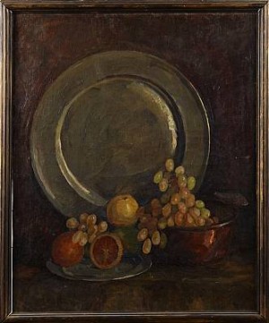 Stilleben Med Frukter Och Tennfat by HUSKMITNAVN - auction artwork with signature