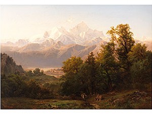 Alpenlandschaft Mit Figurenstaffage by Anton HANSCH