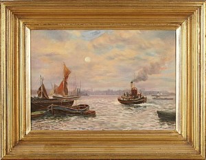 Hamnmotiv by George AYLING - auction artwork with signature
