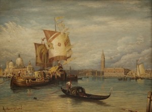 Venetian Scene by Albert MUNGHARD - auction artwork with signature