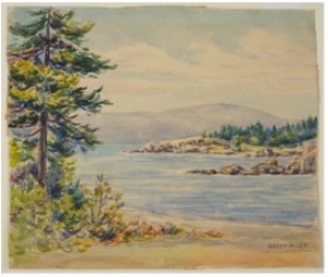 Lake Landscape (maine by Greta ALLEN - auction artwork with signature