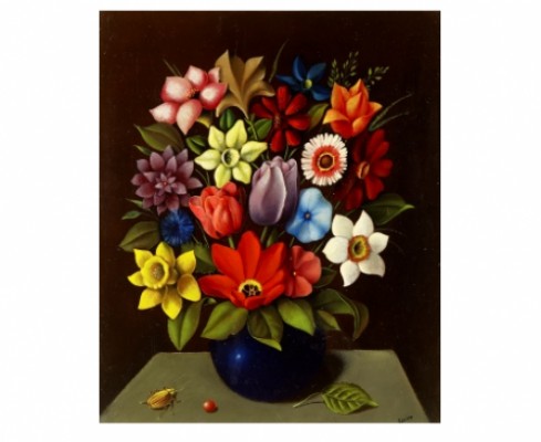Stilleben Med Blommor I Blå Vas by Georges SPIRO