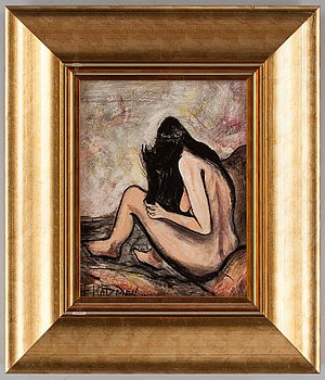 Nakenstudie, Sittande Kvinna by Herbert KATZMAN - auction artwork with signature