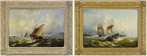 Marin Med Segelfartyg Utanför Kust (ett Par) by Friedrich WEISS