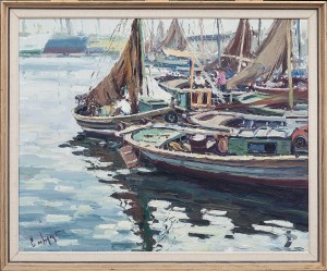 Barcelonas Hamn by Francesc CARBONELL MASSABE - auction artwork with signature