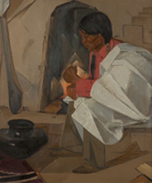 Indian By A Fireside by Clarence Keiser HINKLE