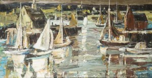 Painting Of Sailboats In A Harbor by Charles Gordon MARSTON - auction artwork with signature
