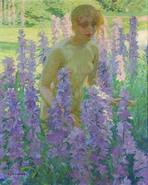 Untitled (nude In Flowers) by Frederick Carl FRIESEKE - auction artwork with signature