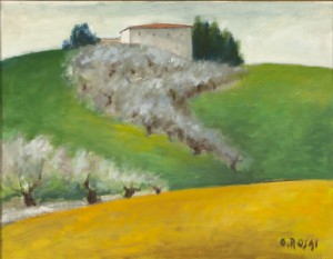 Italian Villa Atop A Hill by Ottone ROSAI - auction artwork with signature
