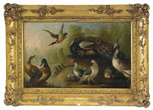 Flamländsk Skola, Omkring 1730 Påfåglar, Duvor Och änder Vid Vattendrag by Pieter CASTEELS