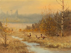Autumn Landscape With Pheasants by Wilhelm (Willi) LORENZ