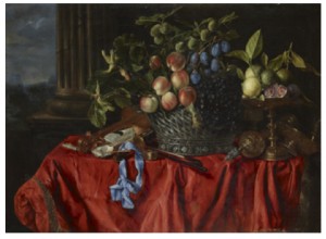 Stilleben Med Frukter, Pokaler, Instrument Och Silverkorg by Jean Michel PICART
