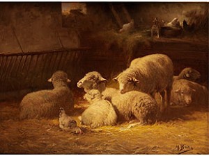 Schafe Im Stall by Max BREU - auction artwork with signature