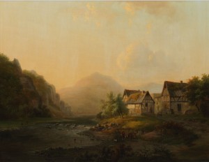Landscape With Buildings Beside A River by Willem De KLERK